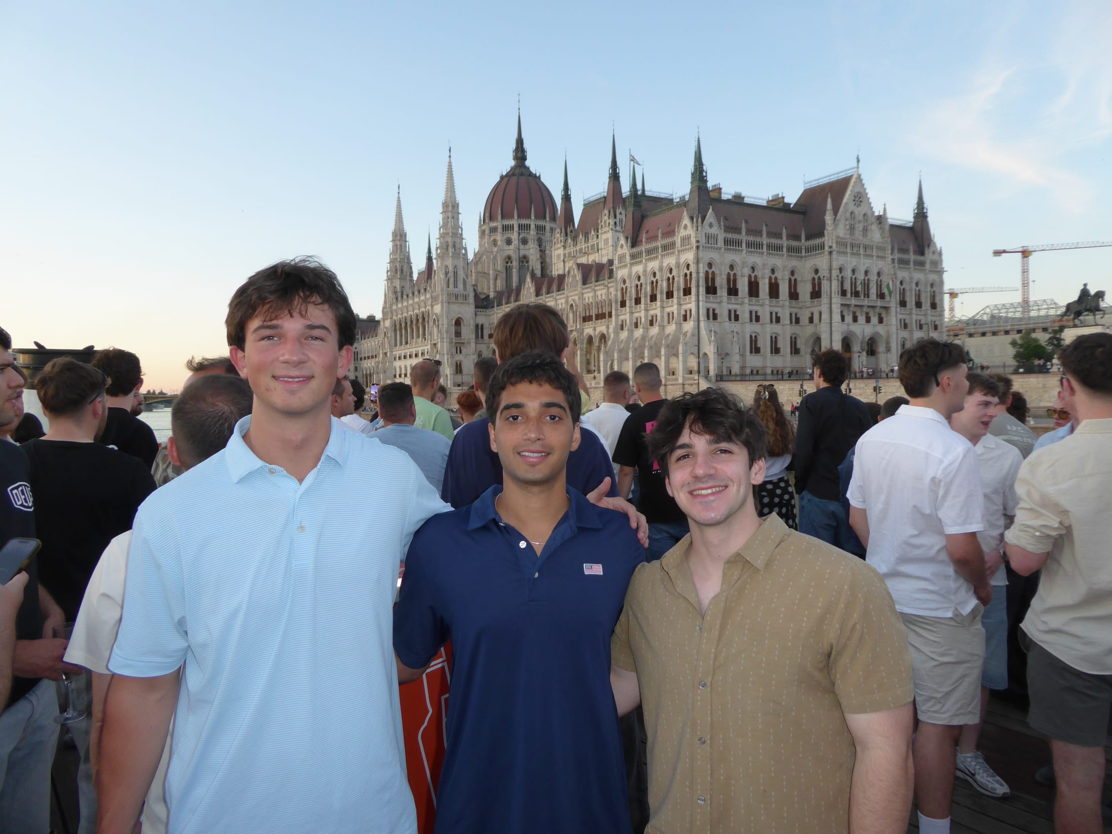 With friends in front of the Hungarian Parliament Building